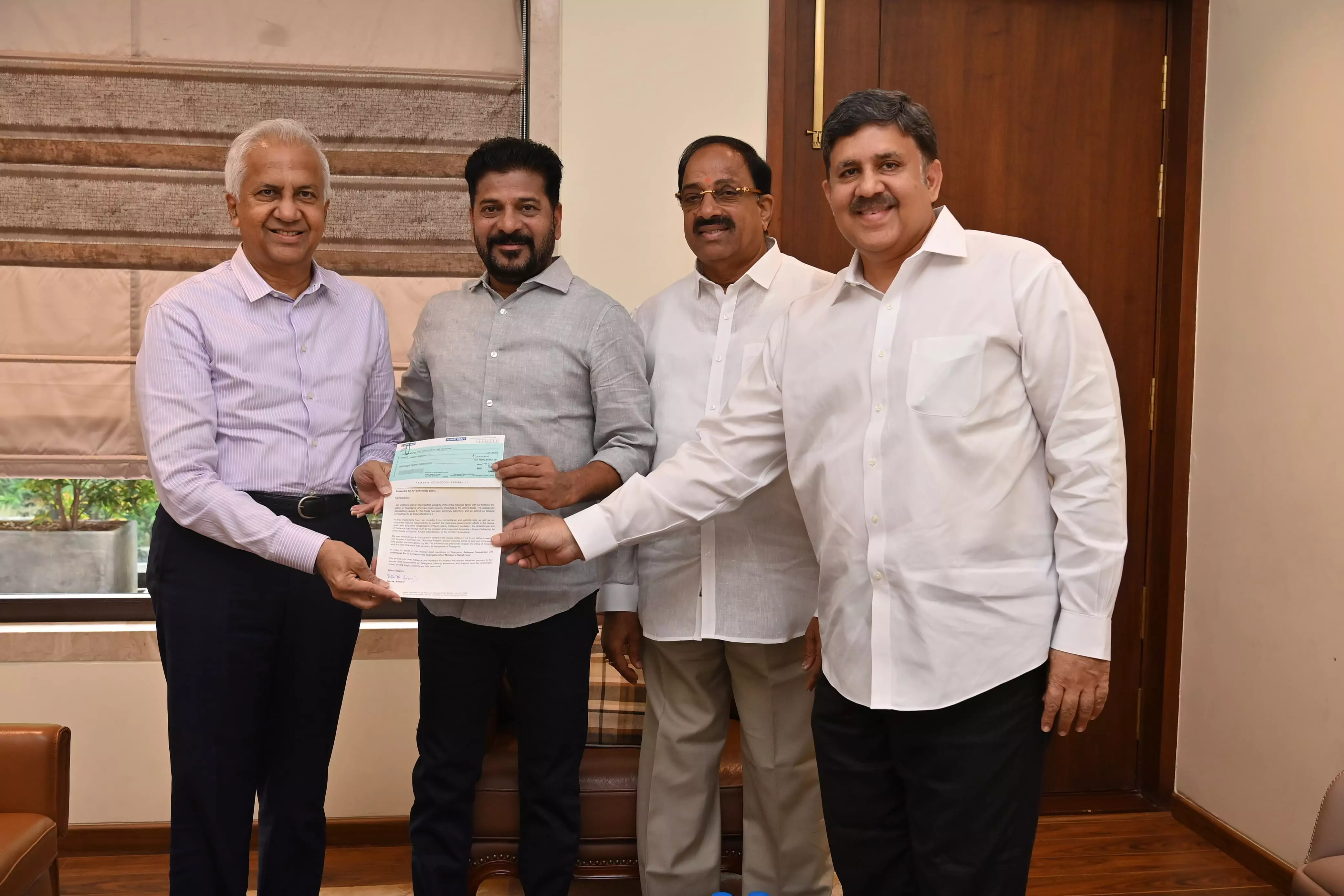 Reliance Foundation contributes Rs.20 Cr to Telangana CMRF