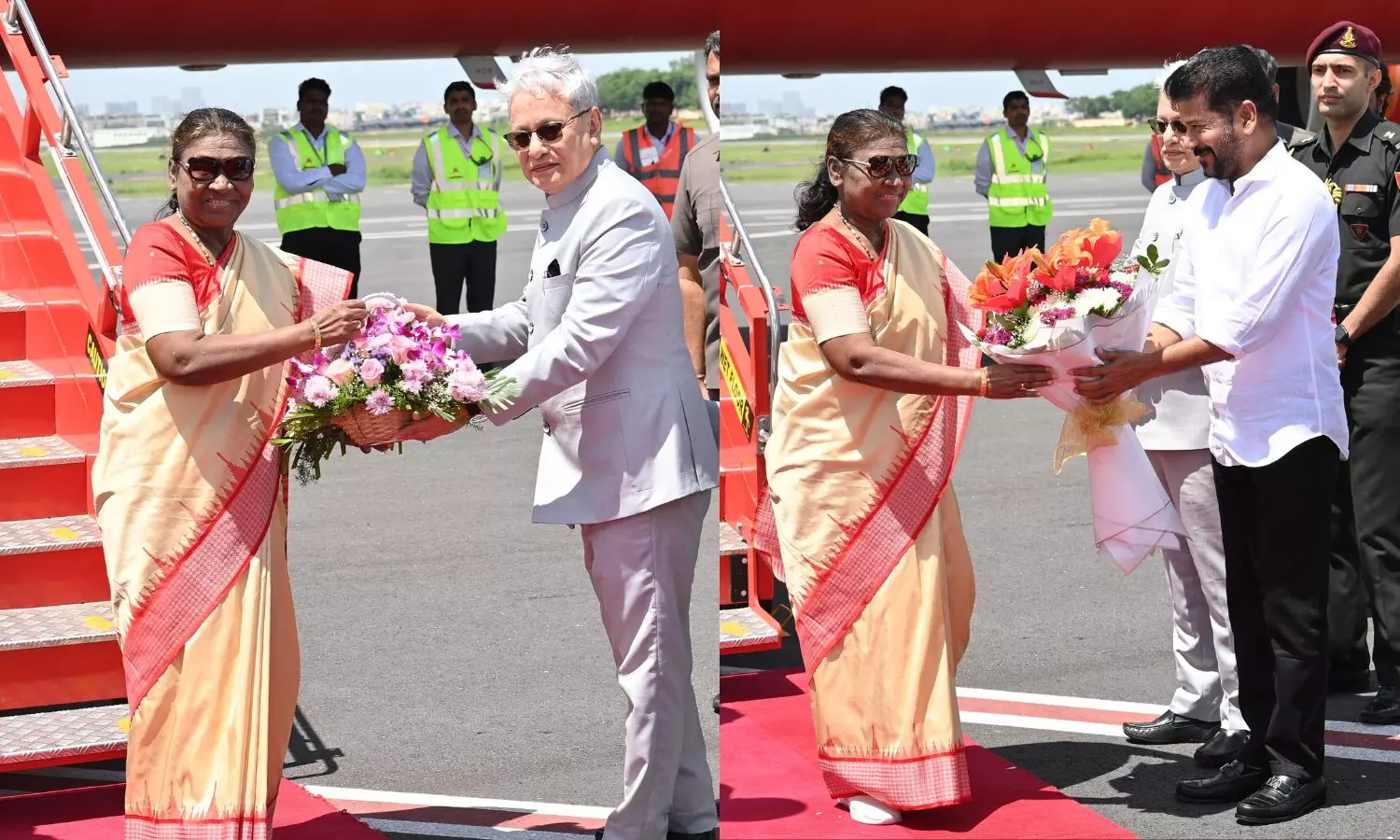 Murmu gets rousing welcome at Begumpet airport