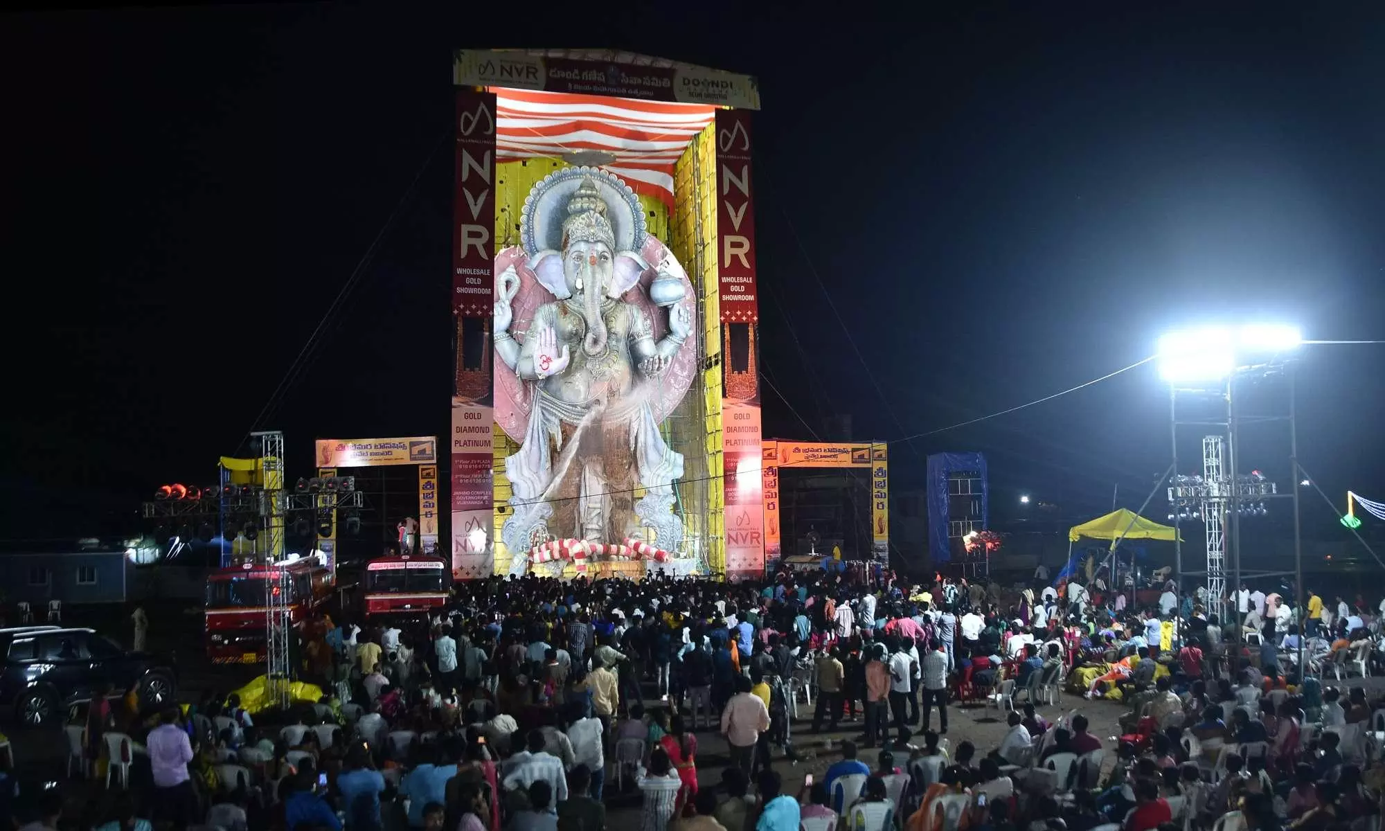 72-ft Clay Ganesh Idol Immersed in Vijayawada