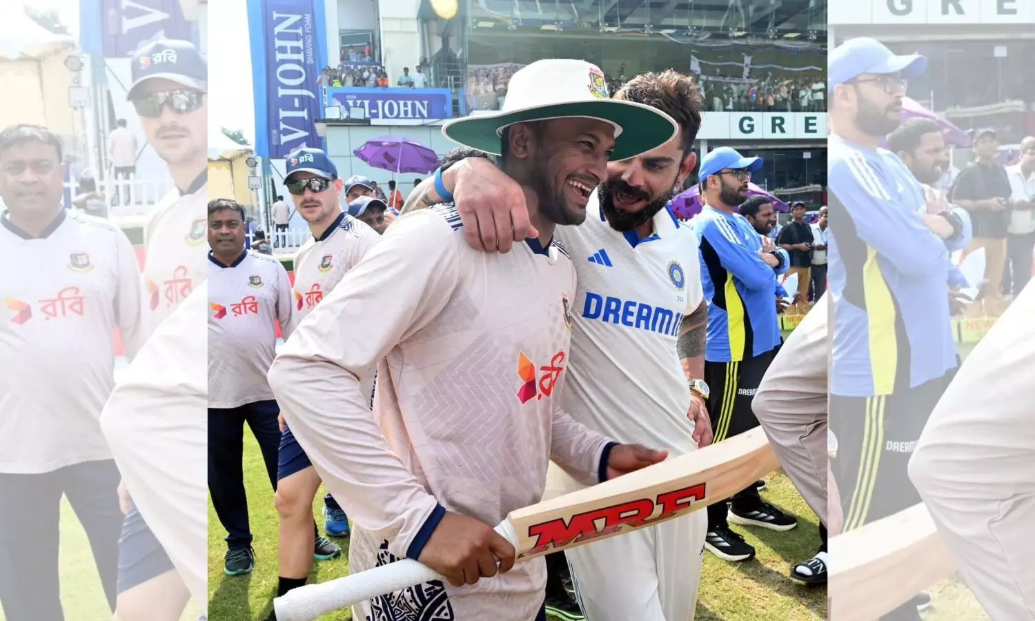 Virat Kohli gifts his bat to retiring Shakib al Hasan