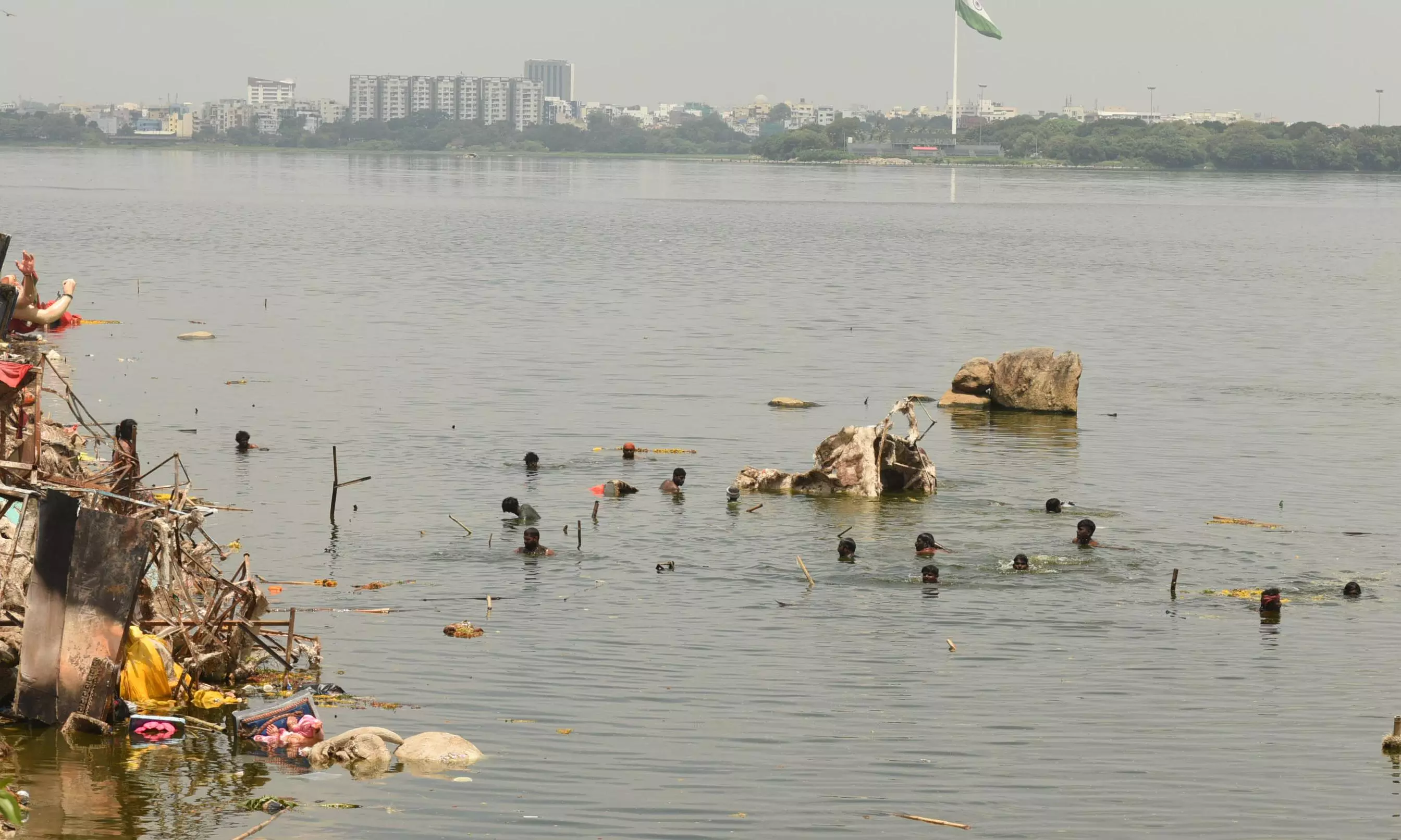 Water Pollution Rises in Hussain Sagar After Immersion