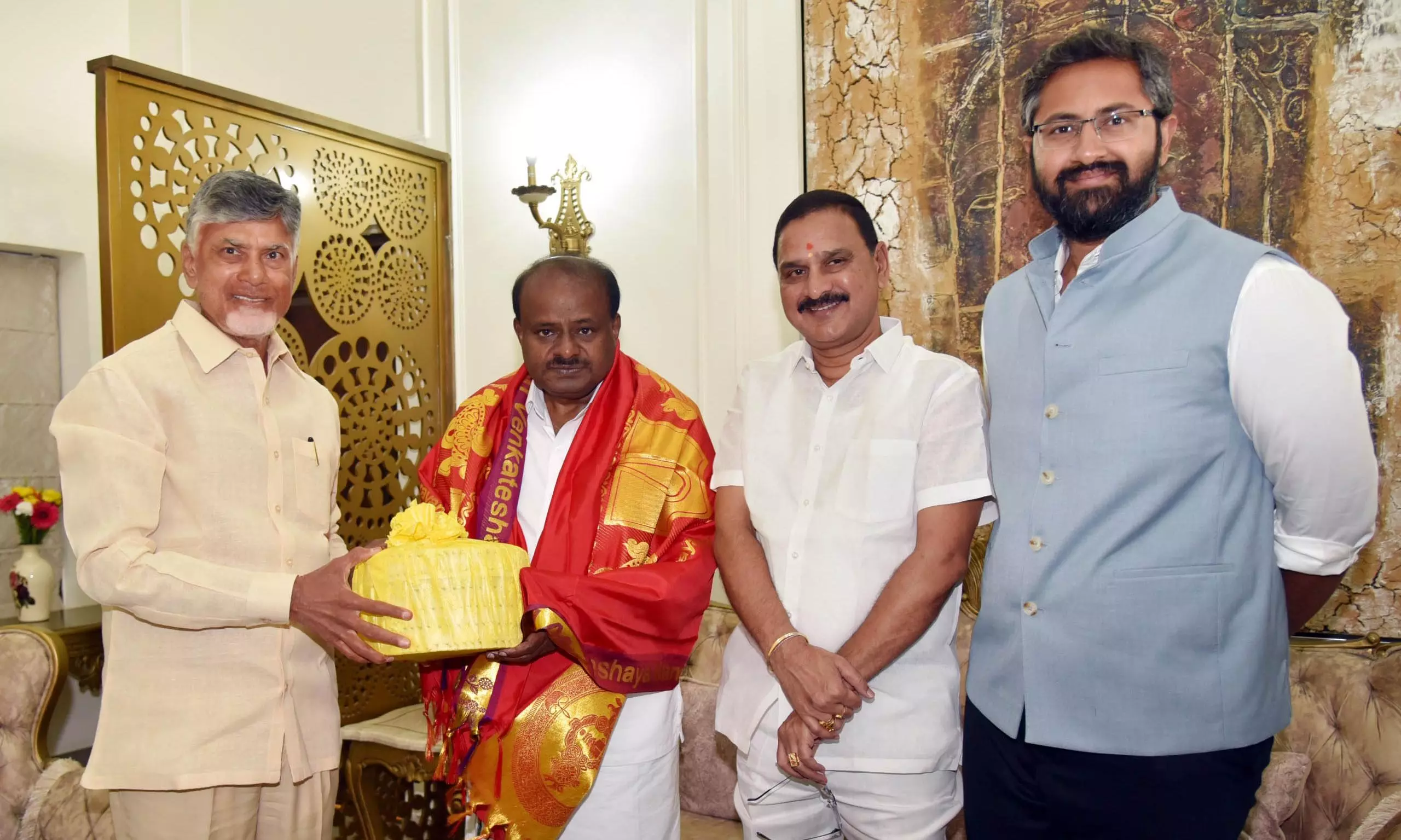 AP CM Meets PM, Central Ministers; Seeks Funds for Amaravati