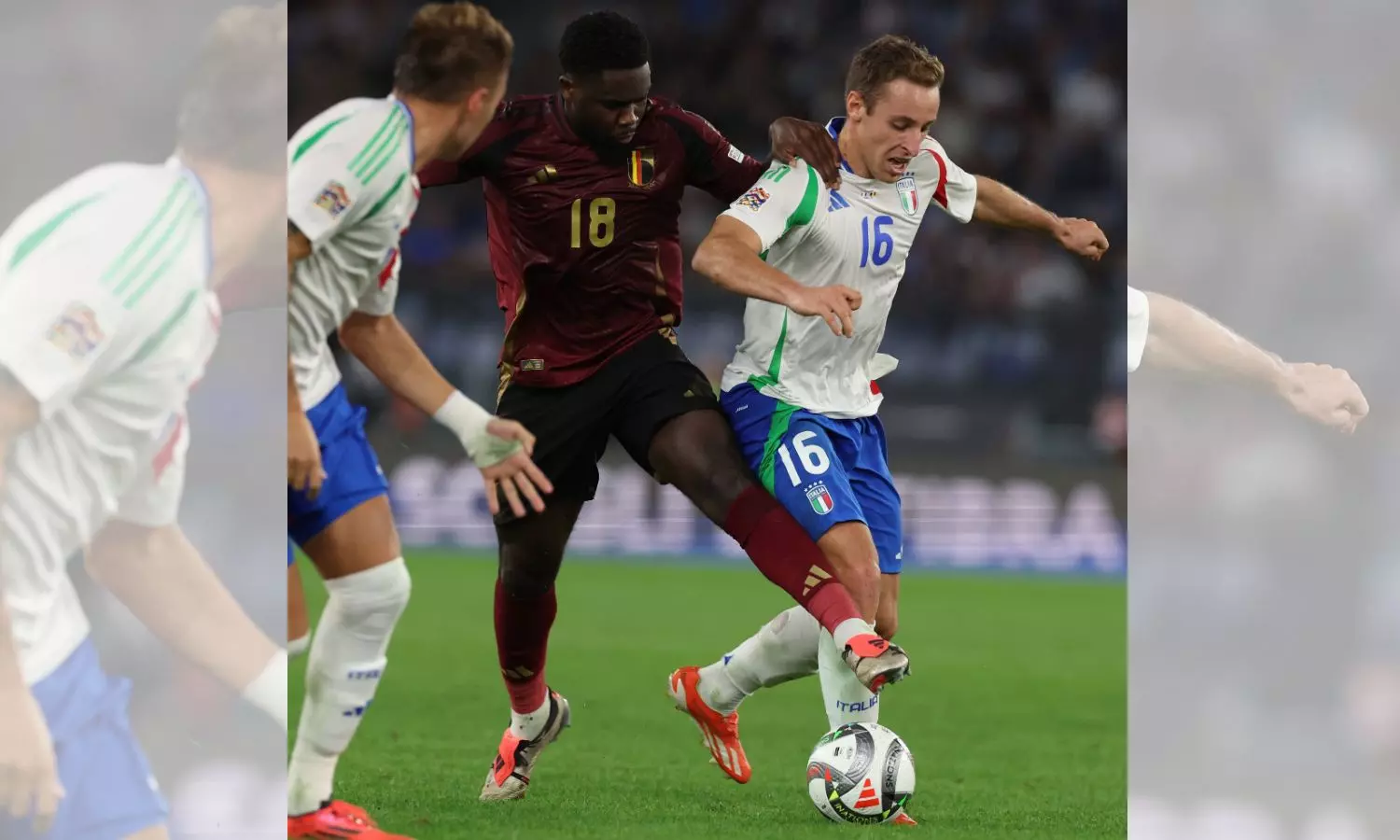 Nations League: Belgium fight back to draw with 10-man Italy