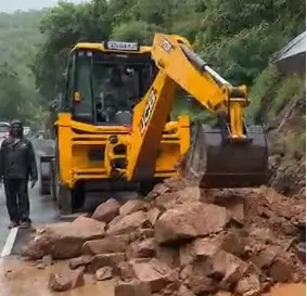 Landslides hit Tirumala ghat road amid heavy rain