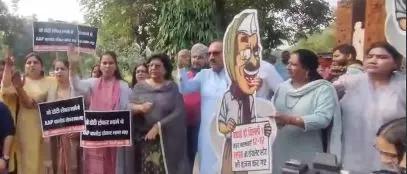 BJP holds protests against Kejriwal, alleges misuse of taxpayers money in Sheeshmahal