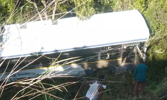 RTC bus falls into ravine near Pulivendula