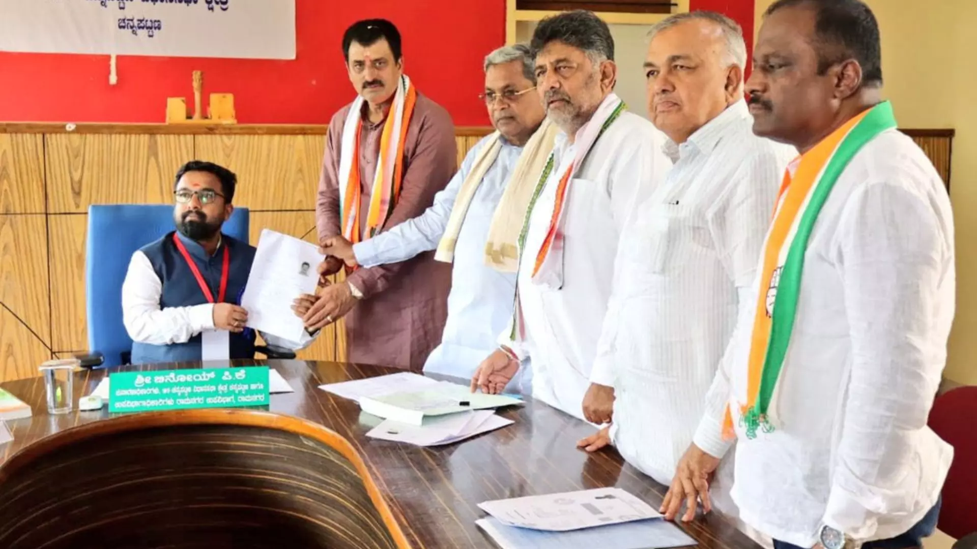 Karnataka: Congress Nominee Files Papers for Channapatna By-Poll