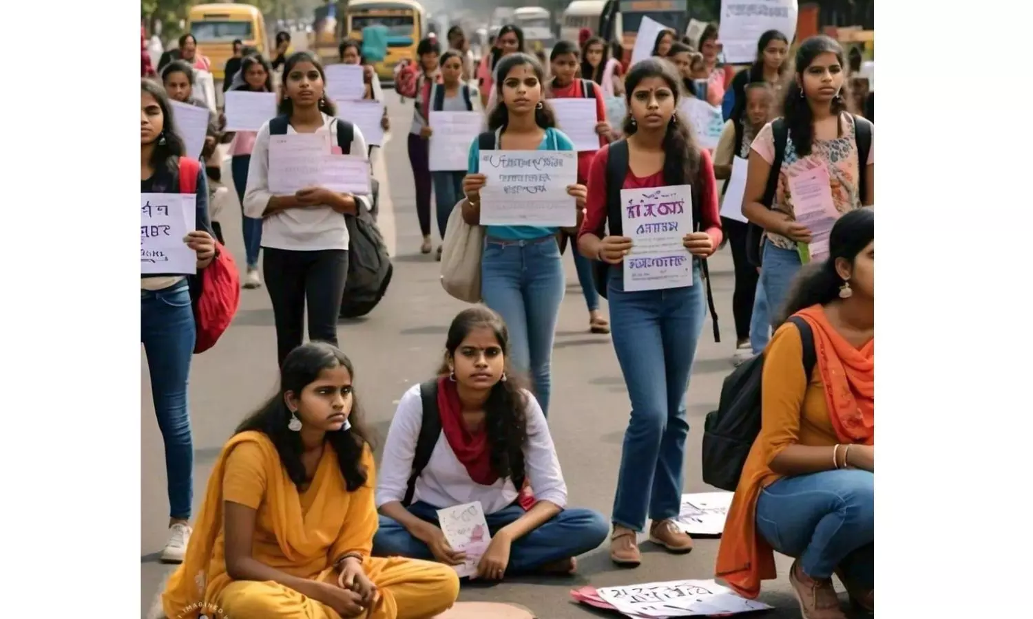 Visakhapatnam: Girl students’ Anger over poor food, block road in Protest