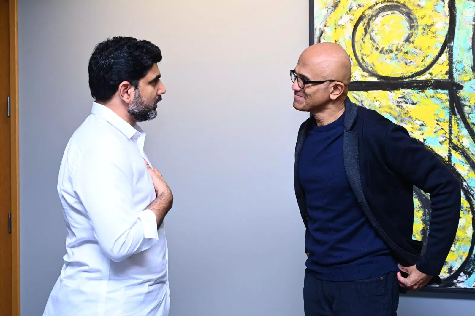 Lokesh meets Microsoft CEO Satya Nadella in US