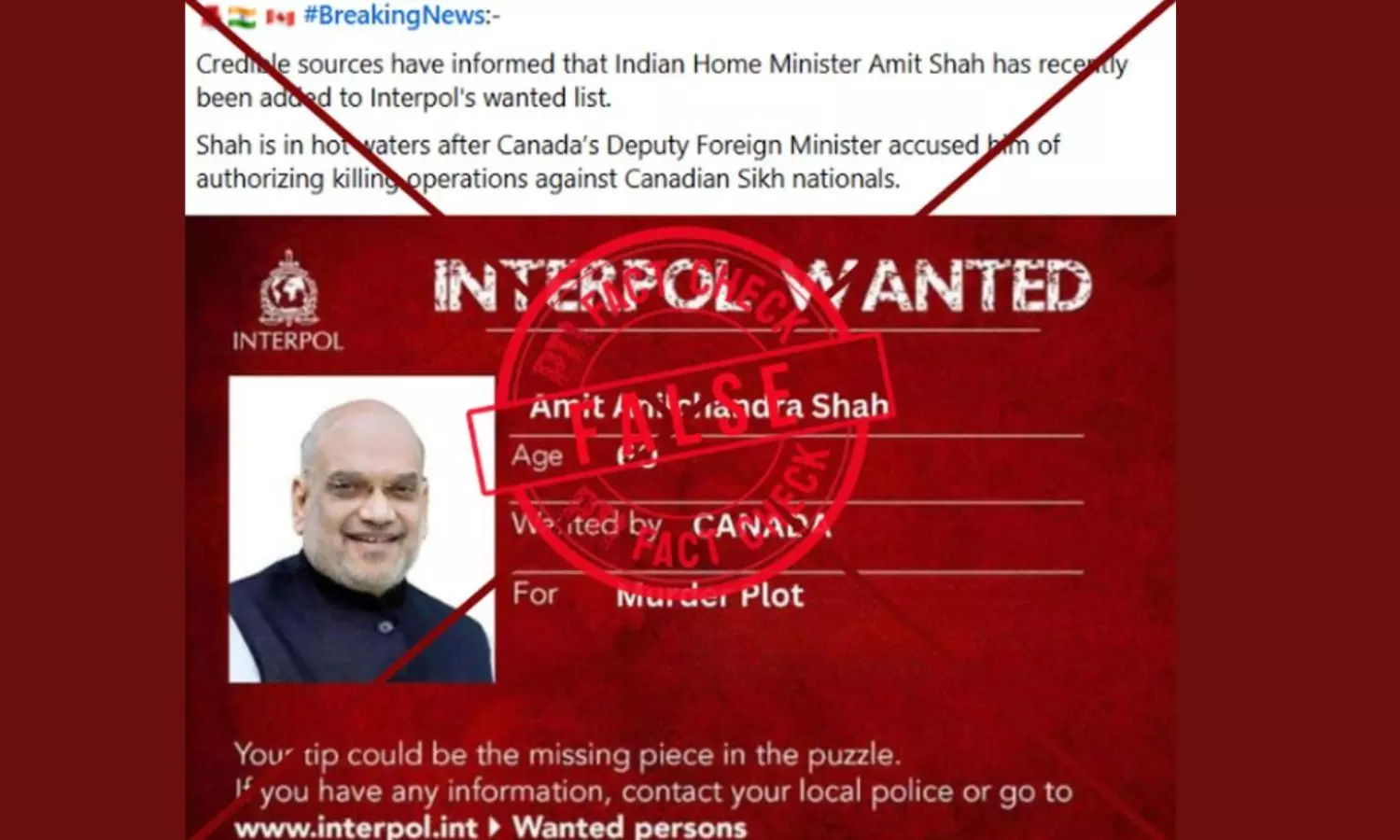 Pakistan-based social media posts falsely claimed Home Minister Amit Shahs name put on Interpols ‘wanted list’