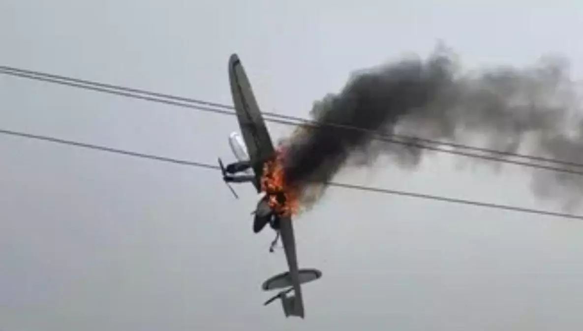 Survey drone catches fire in Vikarabad