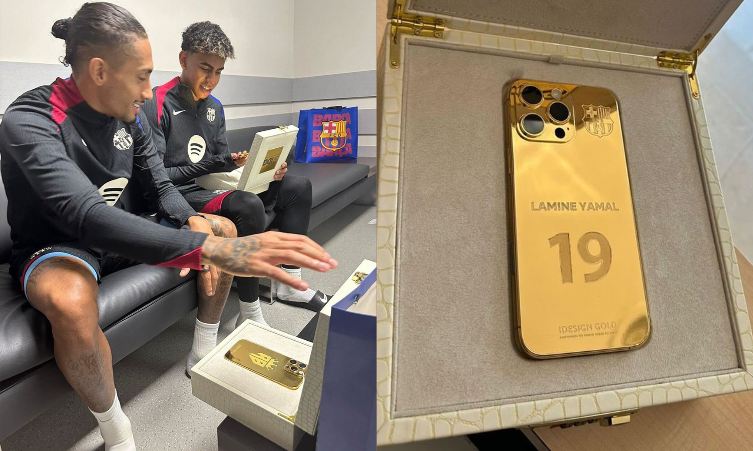 Raphina Gift's Lamine Yamal Gold iPhone to Celebrate Ballon D'Or Koba Trophy Win