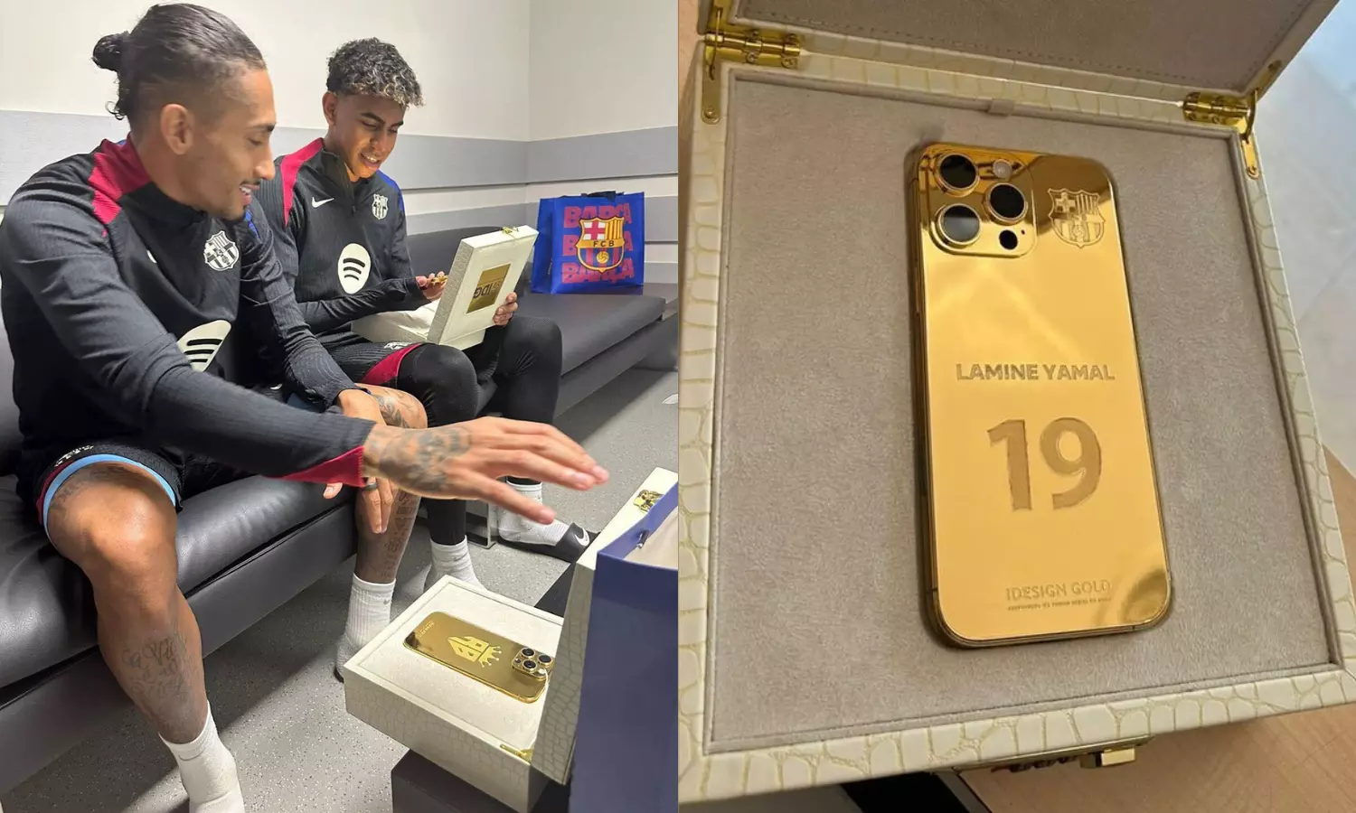 Raphina Gifts Lamine Yamal Gold iPhone to Celebrate Ballon DOr Koba Trophy Win