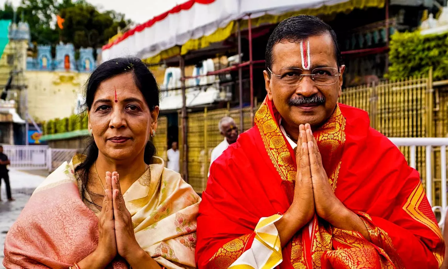 Arvind Kejriwal, Wife Sunitha visit Tirupati Balaji Temple