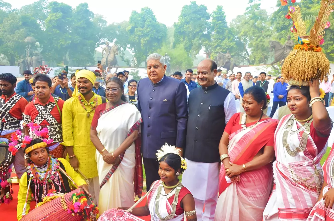 Adivasi artists dance in Parliament