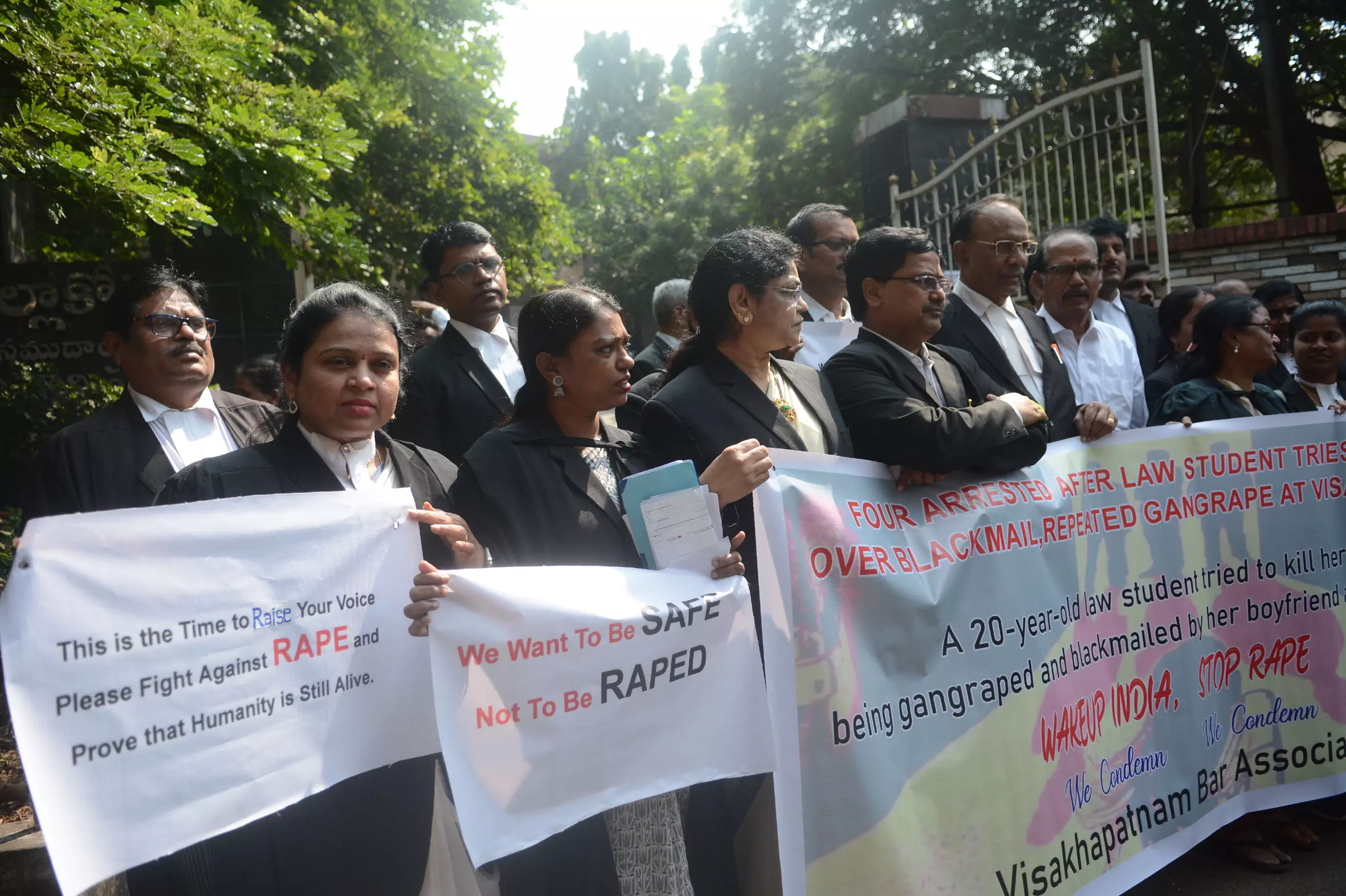 Lawyers protest gang rape of law student in Visakhapatnam