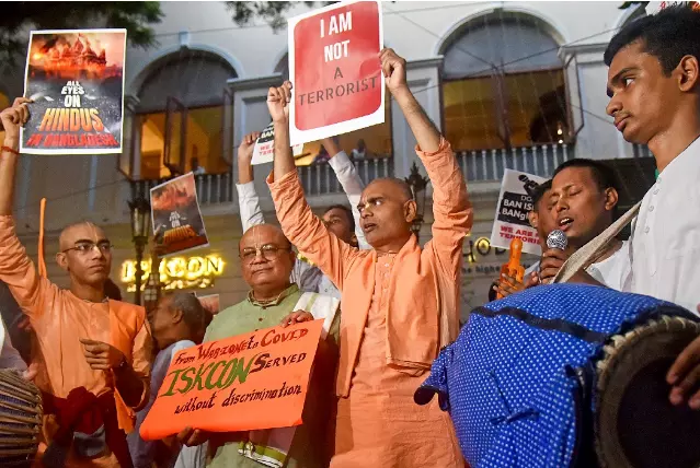 ISKCON Protests in Kolkata for Hindu Leaders Release in Bangladesh