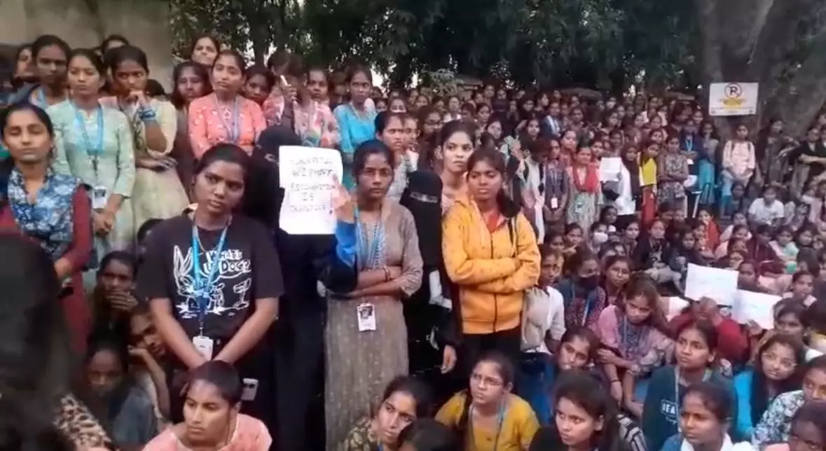 Hyderabad: VCIW varsity students protest, demand UGC approval