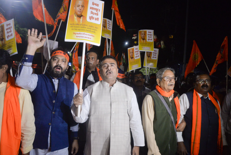 Rallies in Bengal demand release of arrested Hindu leader in Bangladesh