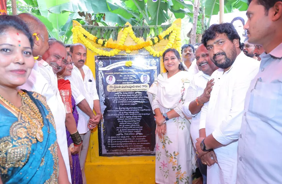 HM Anitha lays foundation for water tank in Payakaraopeta