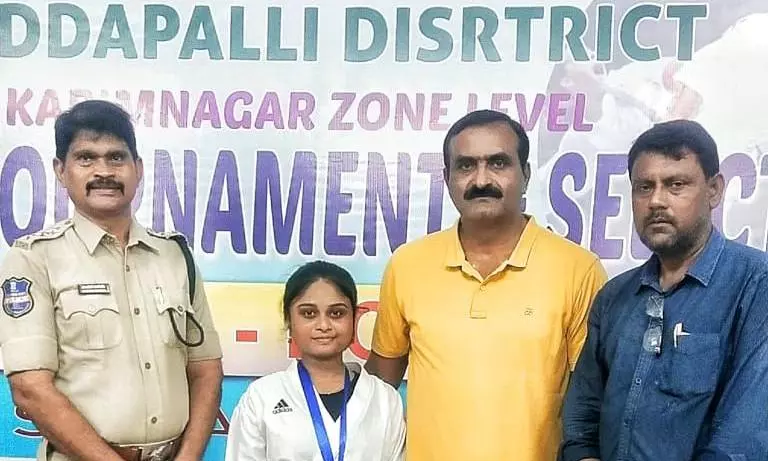 Peddapalli’s Srihitha Raj Wins Gold in State Karate Tournament