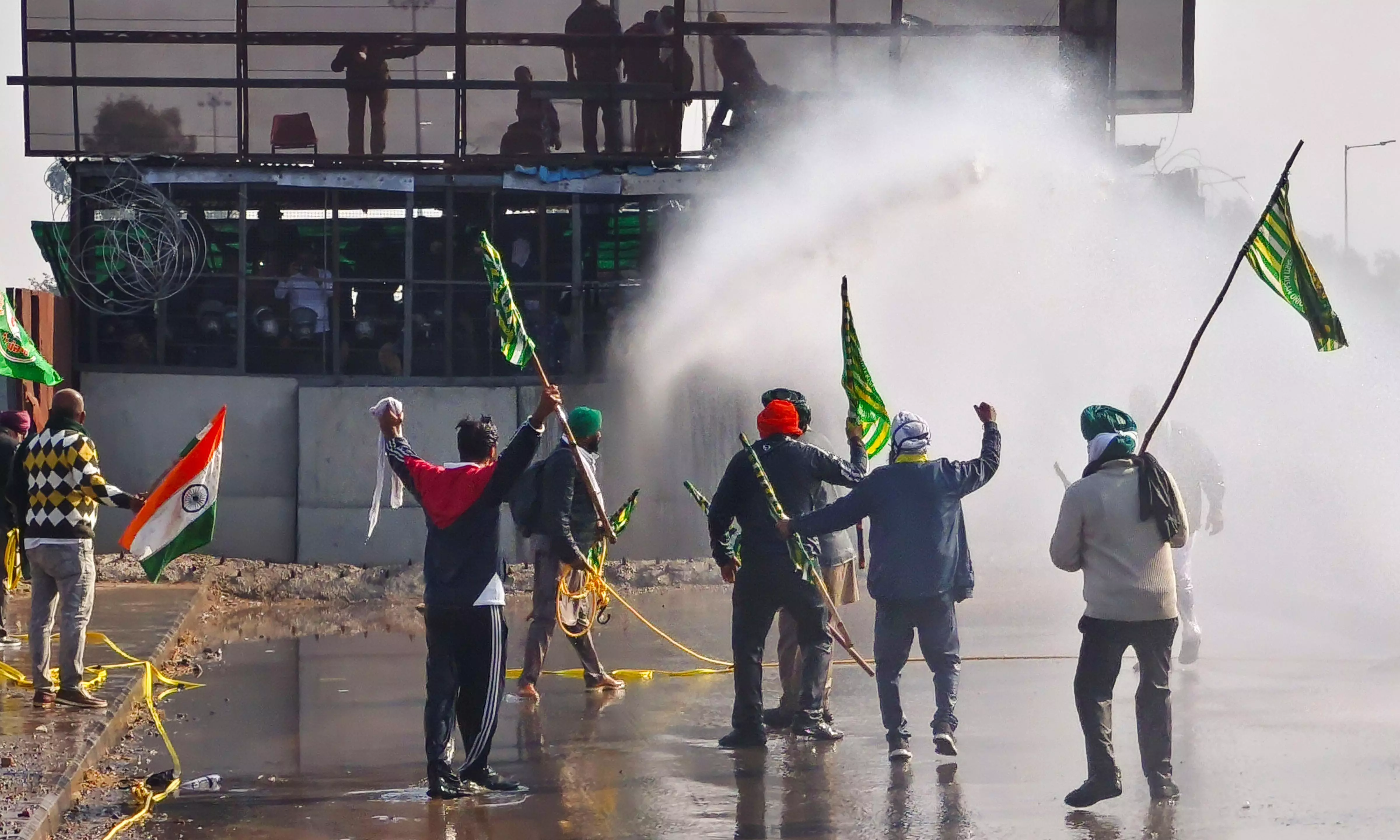 Punjab: Tear gas, water cannon used against protesting farmers at Shambhu border