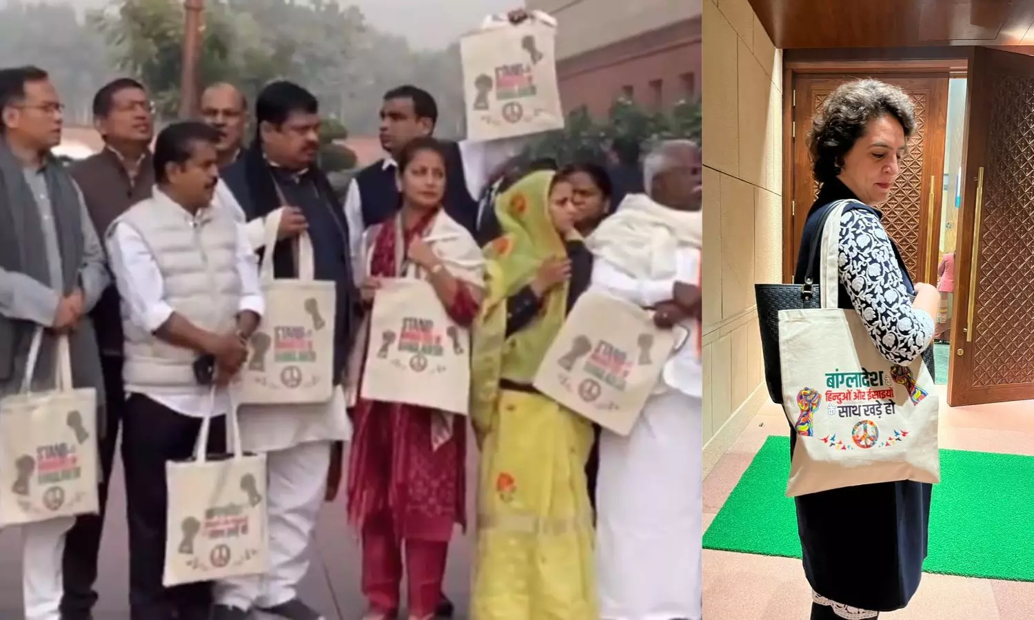 Cong MPs express solidarity with Bangladeshs minorities with message on handbags