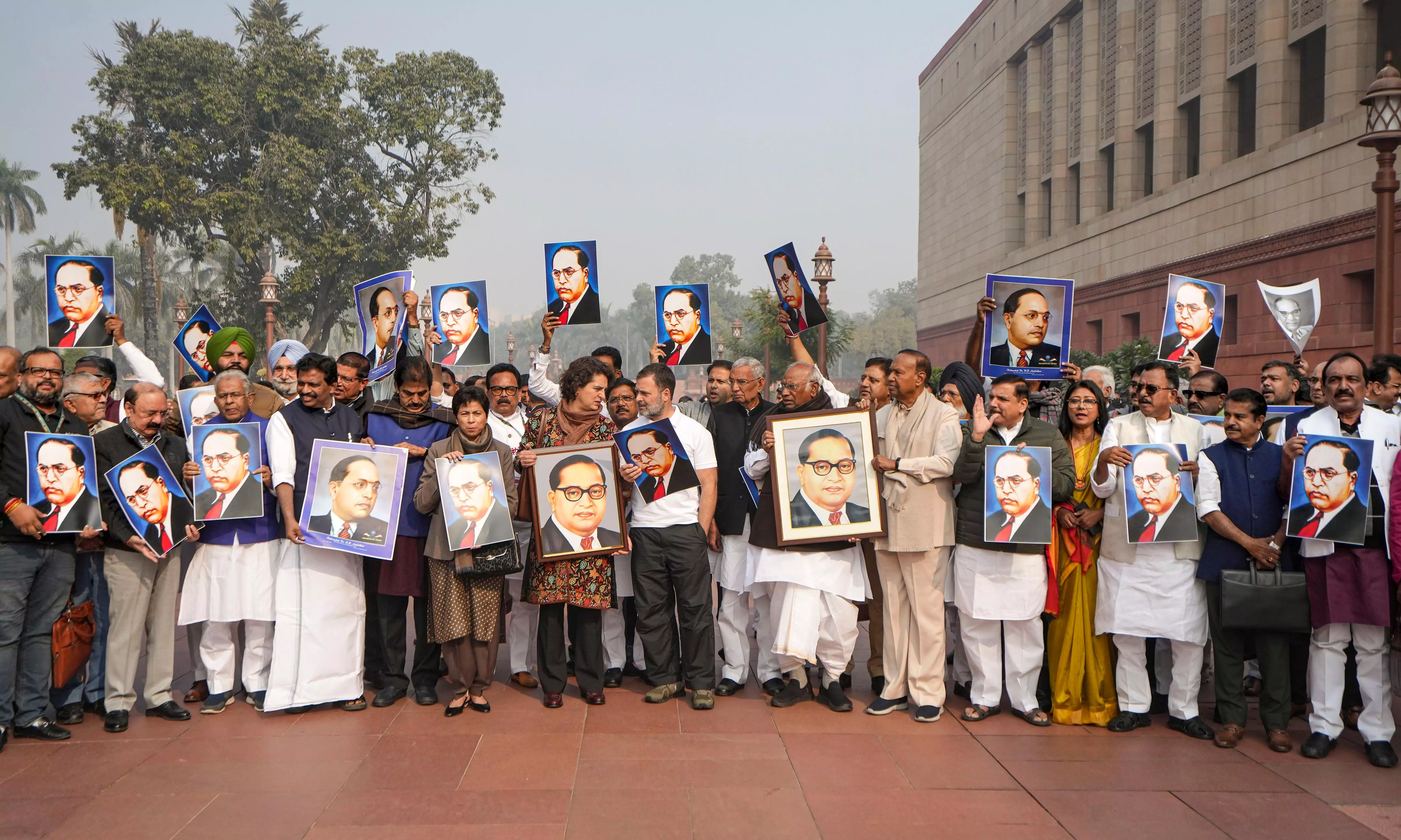 NDA, INDIA bloc MPs hold protest marches over Ambedkar issue