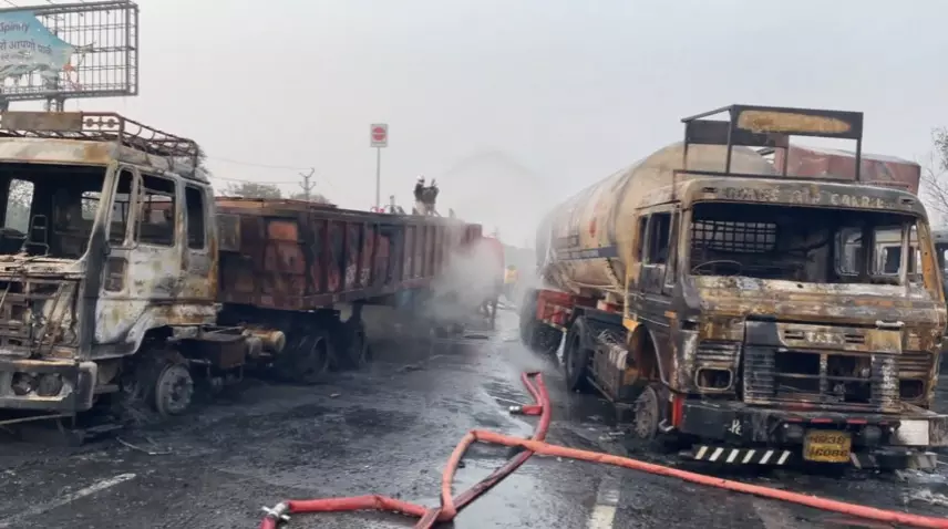 Chemical Laden Truck Catches Fire on Jaipur-Ajmer Highway, 5 Dead