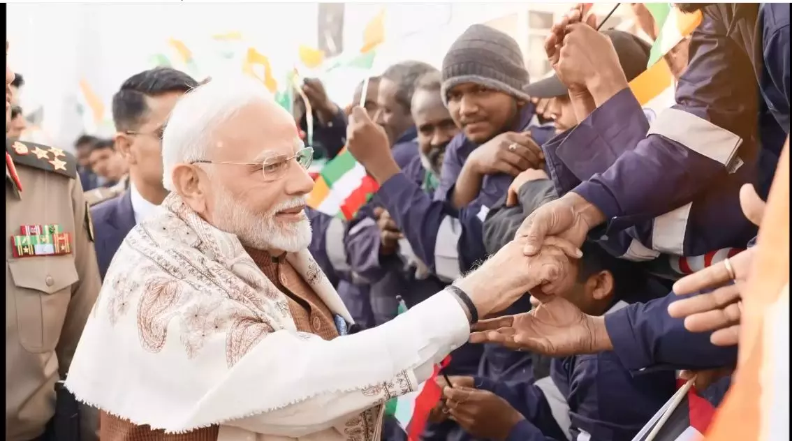 PM Modi Meets Indian Workers at Kuwait Labour Camp