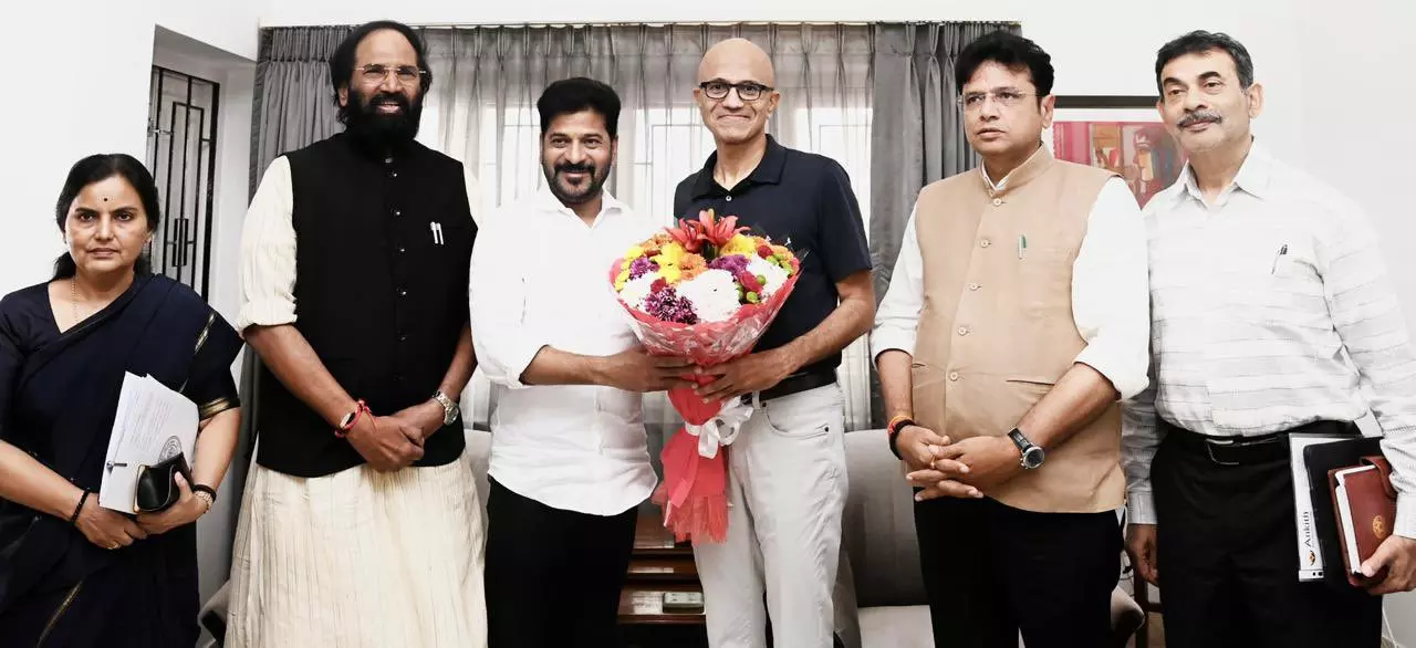 Chief Minister Revanth Reddy meets Microsoft CEO Satya Nadella