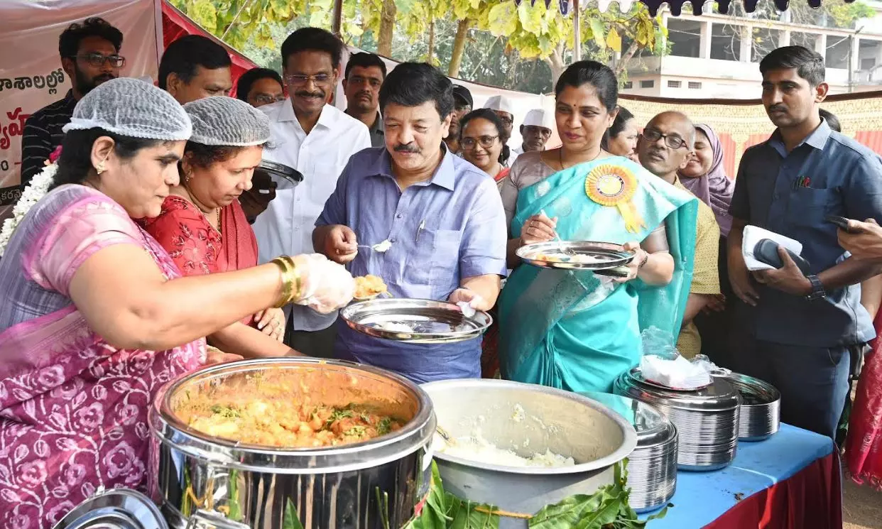 Ministers across AP launch Dokka Seethamma Mid-Day Meal Scheme for Junior college students