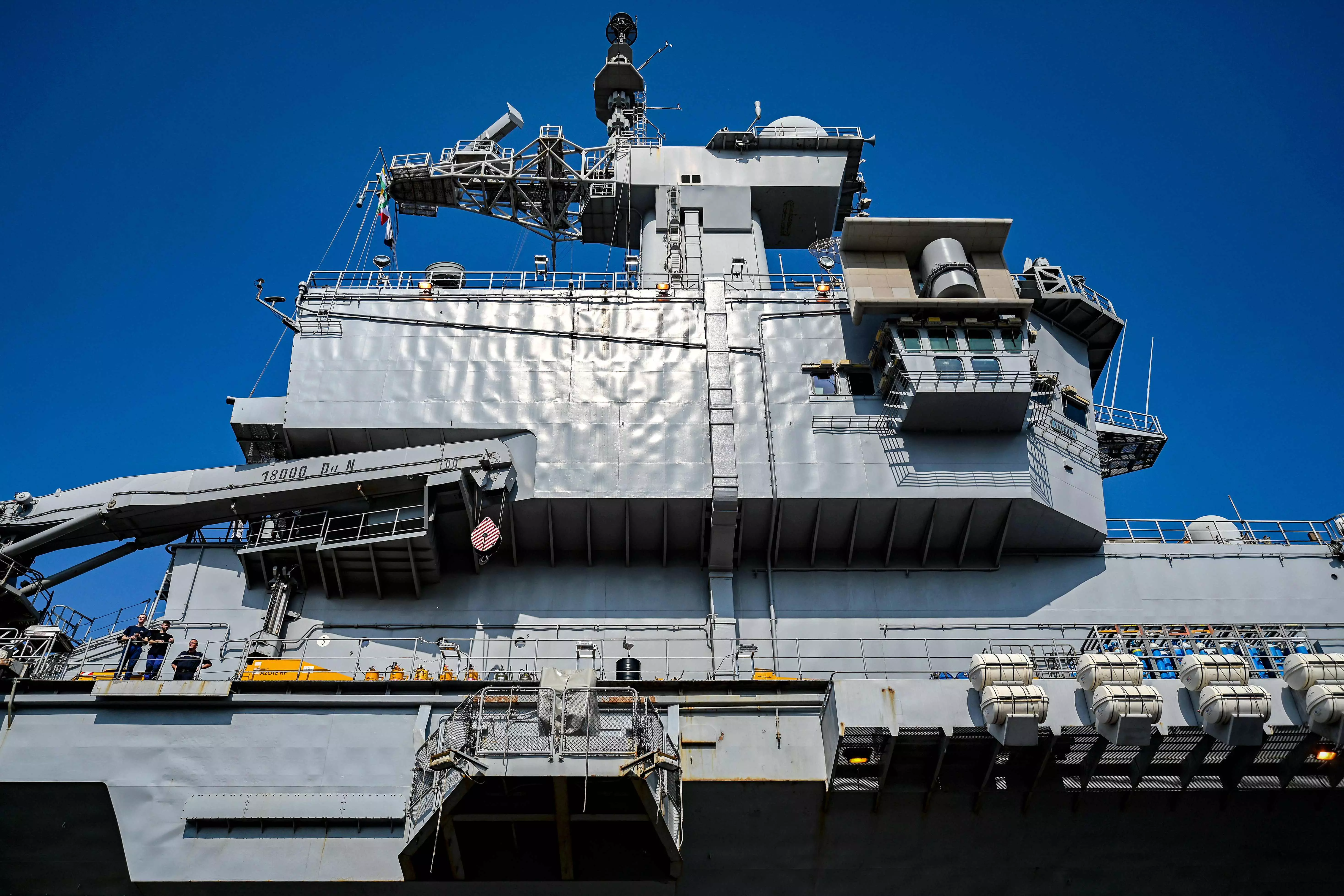 French Navy aircraft carrier Charles De Gaulle arrives in Goa