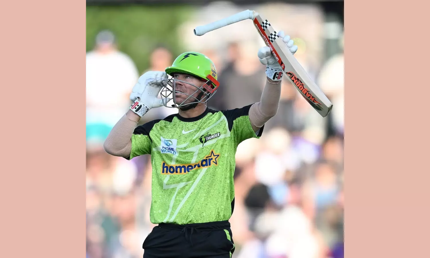 Watch: Warner escapes injury as bat breaks dramatically during Big Bash match