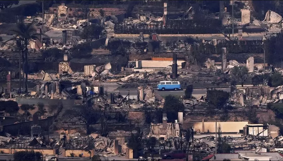 Retro blue VW van survives deadly Los Angeles Fire, becomes symbol of hope